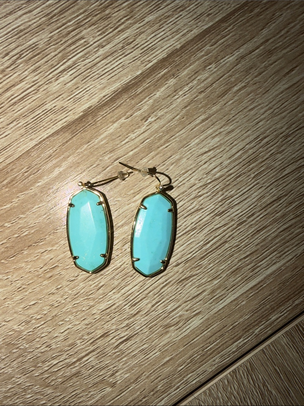 Aqua Stone Gold-Frame Drop Earrings - Women's Jewelry